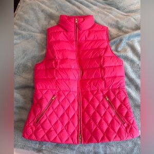 Talbots Quilted Down Puffer Vest Pink/Gold